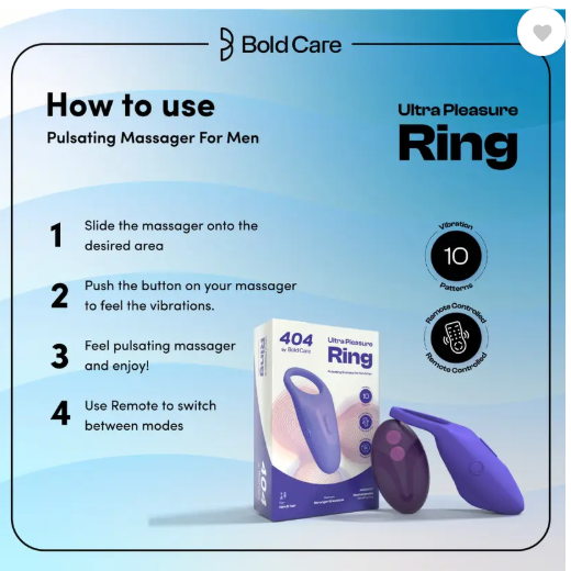 Bold Care Ultra Pleasure Ring | Rechargeable | Vibrating Ring for Him & Her Massager  (Blue)
