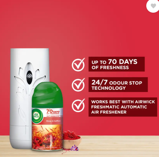 Airwick Rose & Saffron (Suitable for Home) Refill Rose & Saffron (Suitable for Home) Refill (250 ml)