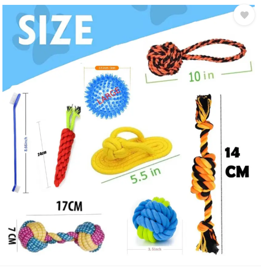 YOUHAVEDEAL Toys for Puppies Small Medium Breed Chewers, 7 Pack Rope Chew Toys for Teething Cotton Ball, Squeaky Toy, Fetch Toy, Training Aid, Tug Toy, Chew Toy For Dog