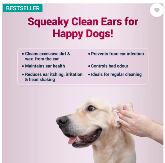 Natural Remedies Audiclean for Clean and Healthy Ears ,Removes Excessive Wax 90 ml Pet Ear Eye Wipes (Pack of 1)