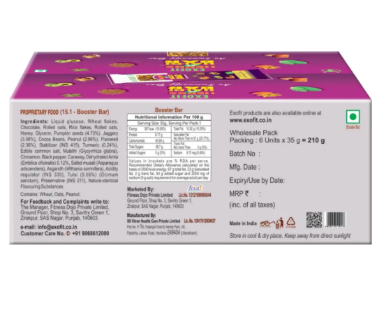 EXOFIT Herbs 'N' Haldi Bar Energy Bars (210 g, Herbs, Haldi, Tulsi, Amla)