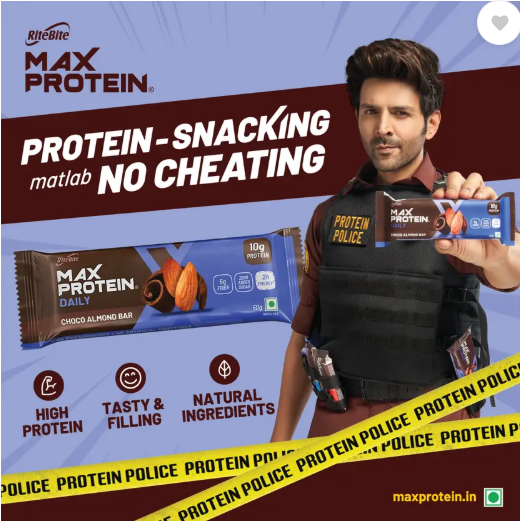 RiteBite Max Protein Daily Choco Almond 10g Protein Bars with 5g Fiber, 0 Added Sugar Protein Bars (300 g, Chocolate Almond)
