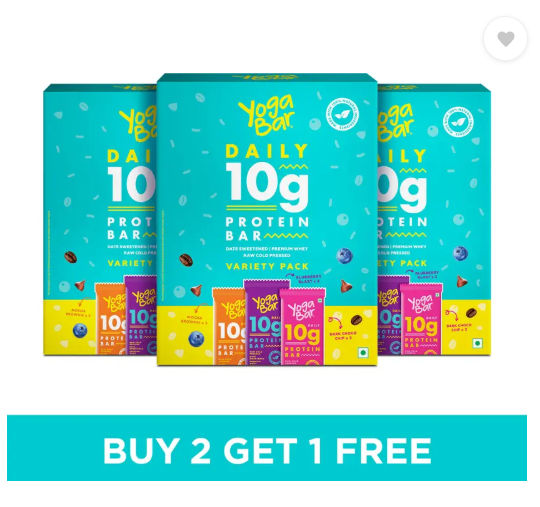 Yogabar 10 g Protein Bar Variety Pack, Gluten-Free, Healthy Snacks(Pack of 18) Protein Bars (900 g, Assorted)