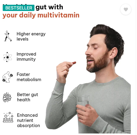 HEALTHKART HK Vitals Multivitamin with Probiotics, Supports Immunity and Gut health (90 Tablets)