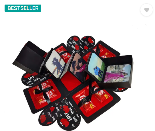 US IDEAL CRAFT Explosion Box, Birthday Gift (8 Kitkat Chocolate & Zigzag photo folder box) Paper Gift Box (Red, Black)