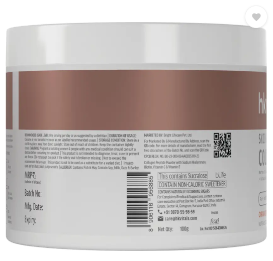 HEALTHKART HK Vitals Skin Radiance Collagen Supplement with Biotin, Orange (100 g)