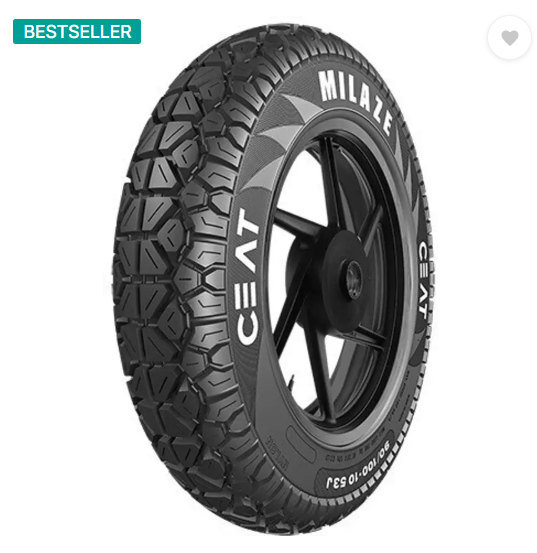 CEAT 105918 Milaze TL 53J SW 90/100-10 Front & Rear Two Wheeler Tyre (Street, Tube Less)