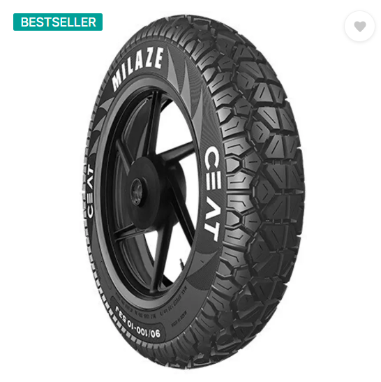 CEAT 105918 Milaze TL 53J SW 90/100-10 Front & Rear Two Wheeler Tyre (Street, Tube Less)