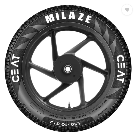 CEAT 102191 MILAZE TT 51J 3.50-10 Front & Rear Two Wheeler Tyre (Street, Tube)