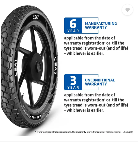 CEAT 102191 MILAZE TT 51J 3.50-10 Front & Rear Two Wheeler Tyre (Street, Tube)