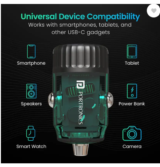 Portronics 36 W Turbo Car Charger (Black)