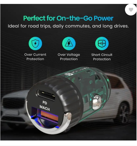 Portronics 36 W Turbo Car Charger (Black)