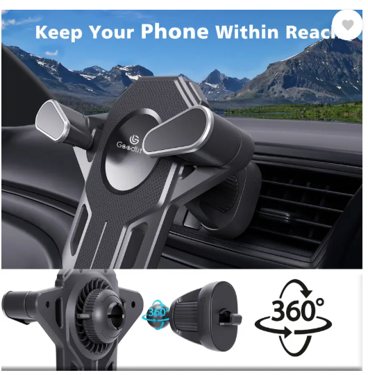 GOOD LIFE Car Mobile Holder for Dashboard, AC Vent, Anti-slip, Steering, Windshield (Black)