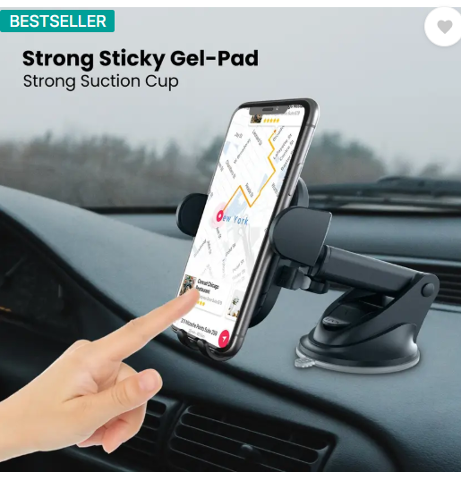 Portronics Car Mobile Holder for Dashboard, Windshield (Black)