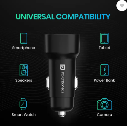 Portronics 80 W Turbo Car Charger (Black)