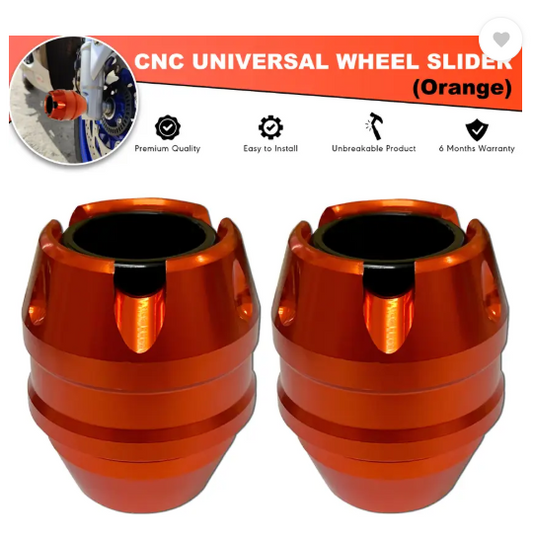 OBEROI'S TRADERS Motorcycle Orange Front Fork Slider | Wheel Frame Slider | Axle Protector Bike Crash Guard  (Universal For Bike)