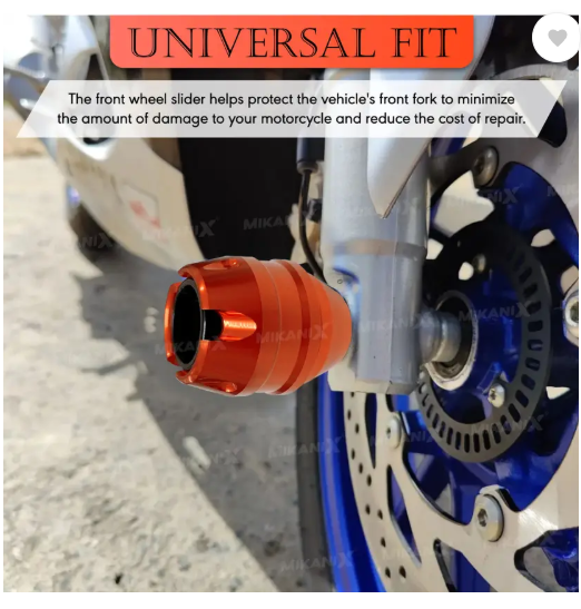 OBEROI'S TRADERS Motorcycle Orange Front Fork Slider | Wheel Frame Slider | Axle Protector Bike Crash Guard  (Universal For Bike)