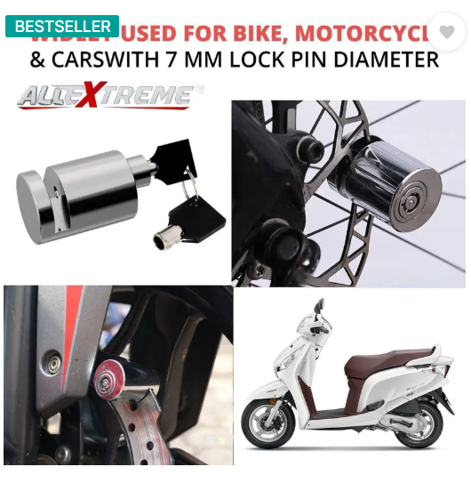 ALLEXTREME Heavy Duty Disc Brake Lock Anti Theft Stainless Steel 7mm Pin Wheel Locking Security Lock for Bike and Motorcycle EXHDBL1 Disc Lock, Wheel Lock  (Steel)