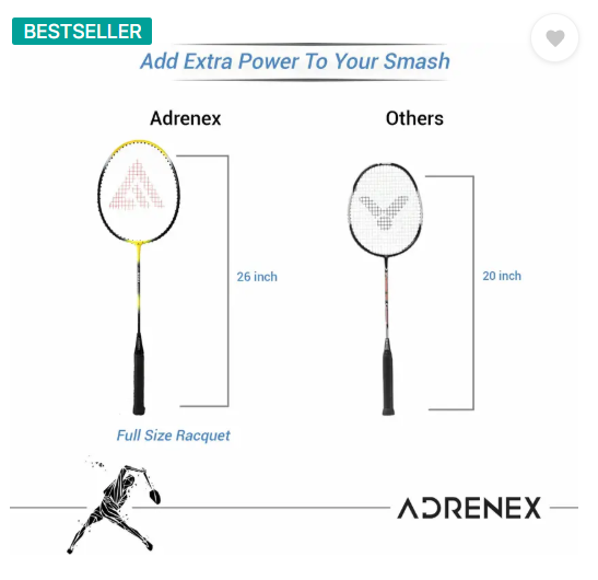 Adrenex by Flipkart R201 Combo - 2 Racquet with Shuttle Badminton Kit