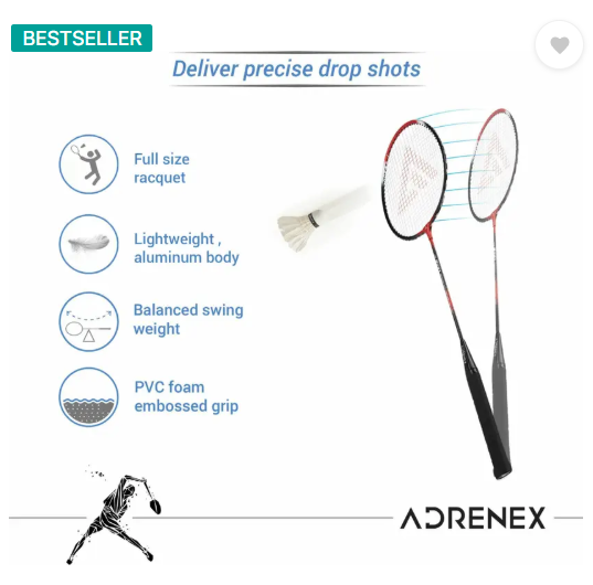 Adrenex by Flipkart R201 Combo - 2 Racquet with Shuttle Badminton Kit