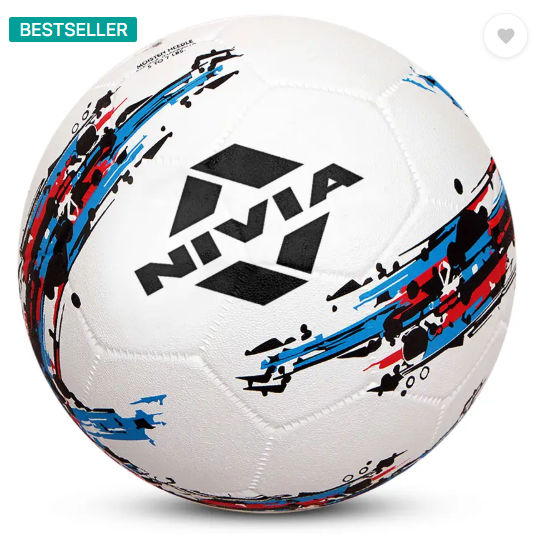 NIVIA Storm with Pump Football - Size: 5 (Standard, Pack of 1, White, Black)