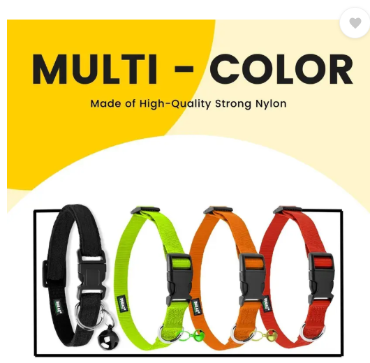 Buraq Perfect 3 Pcs Cat Collar , Solid & Safe Collars for Cats , Adjustable Cat Break Away Collar  (Small, Multi - Colour)