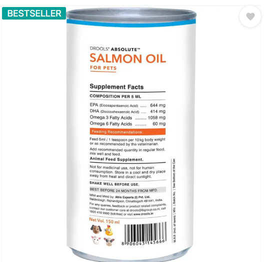 Drools Salmon Oil Syrup Pet Health Supplements  (150 ml)