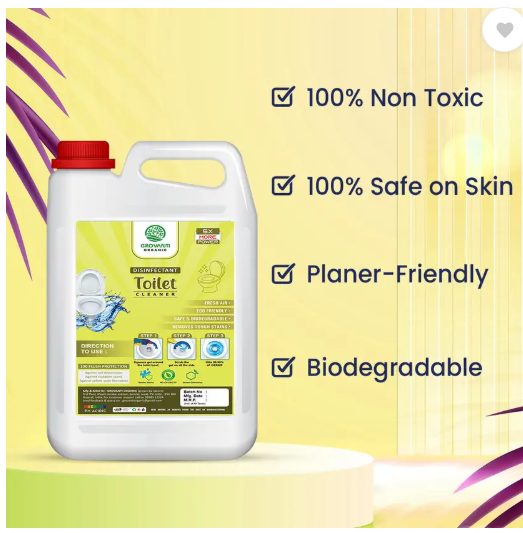 GROVANTI ORGANIC Power Plus Original Liquid Toilet Cleaner Herbal Liquid Toilet Cleaner  (5 L)