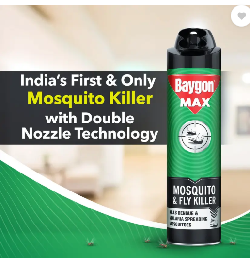 Baygon Max Mosquito & Fly Killer Spray, Kills Dengue & Malaria Mosquitoes Instantly (400 ml)