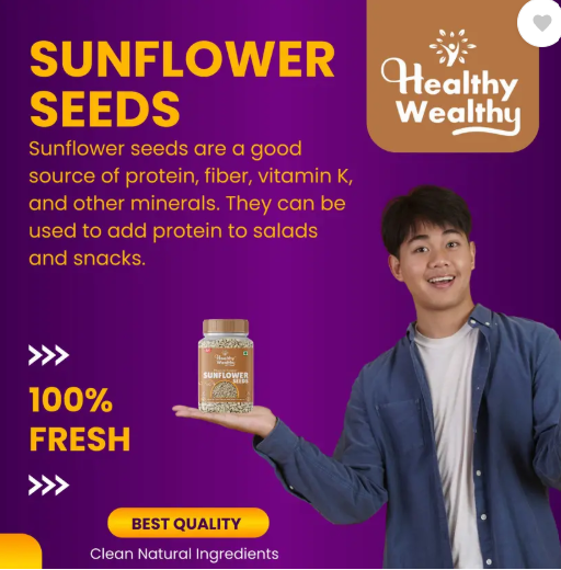 Healthy Wealthy Sunflower Seeds for Eating | High in Protein and Vitamin E Sunflower Seeds  (200 g)