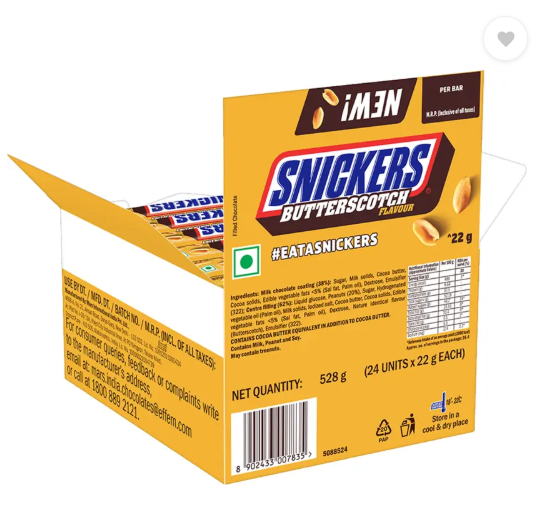 SNICKERS Butterscotch Flavour Chocolate Loaded with Peanuts, Nougat & Caramel Bars  (528 g)