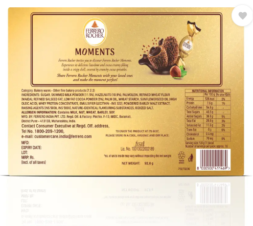 Ferrero Rocher Moments T16 Bites  (16 x 5.8 g)
