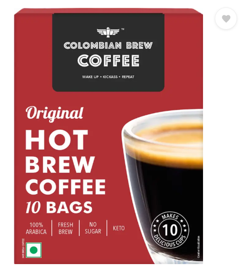 Colombian Brew Colombain Brew Coffee Arabica Original Hot Brew 10 Bags, 10 Cups Instant Coffee  (100 g)
