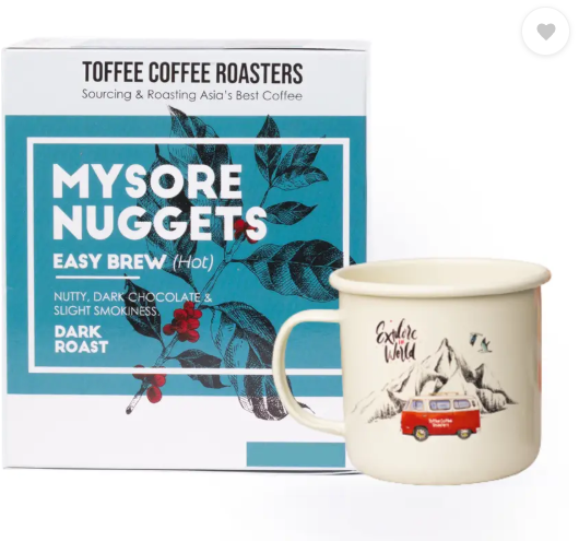 Toffee Coffee Roasters Mysore Nuggets | Enamel Mug | Easy Hot Brew | Pour Over | Pack of 8 | Roast & Ground Coffee  (8 x 10 g, Chocolate Flavoured)