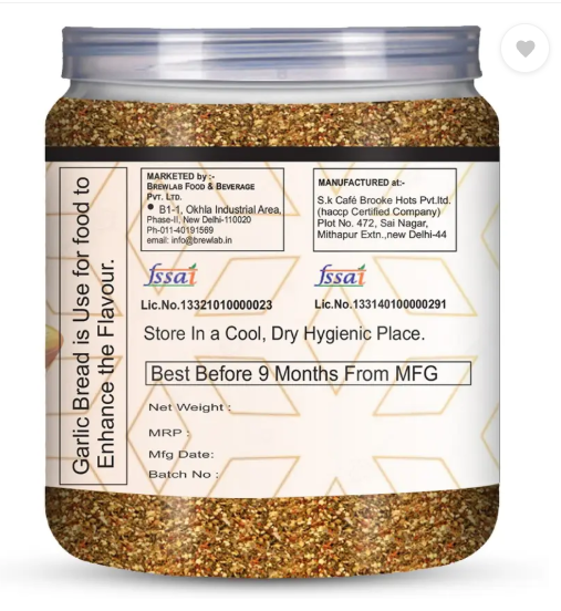 Brew Lab Garlic Bread Seasoning | For Toast, Salad, Paneer, Wraps, Sandwiches, Fries  (500 g)