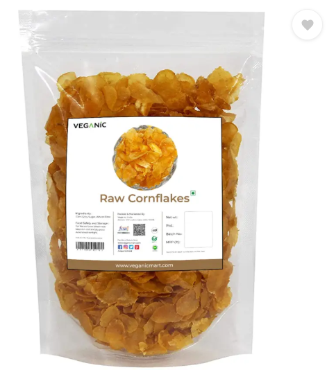 Veganic by Veganic Raw Cornflakes | Breakfast Cereal /Maize Poha | Ready to Fry Corn Flakes | Healthy Poha Chivda Snacks Pouch  (250 g)