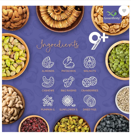 Greenfinity Healthy Nutmix | Mixed Dryfruits | Source of Vitamin and Minerals  (1 x 200 g)