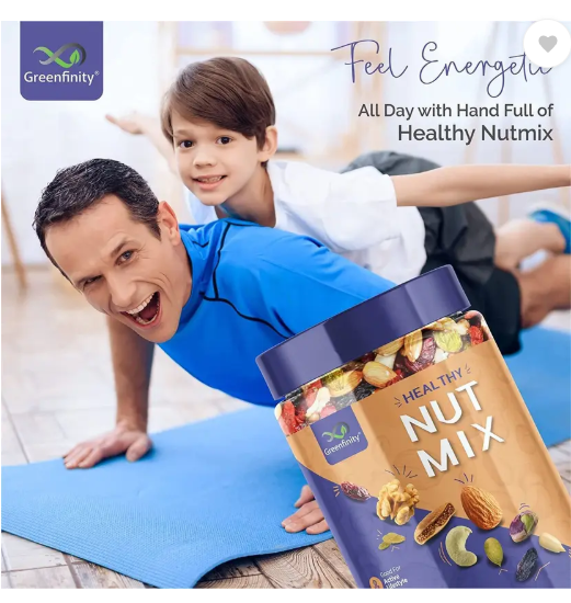 Greenfinity Healthy Nutmix | Mixed Dryfruits | Source of Vitamin and Minerals  (1 x 200 g)