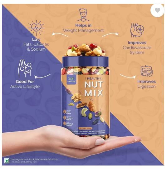 Greenfinity Healthy Nutmix | Mixed Dryfruits | Source of Vitamin and Minerals  (1 x 200 g)