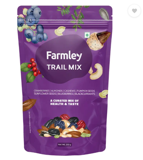 Farmley Trail Mix Dry Fruits & Nuts (Almonds, Cranberry, Cashew, Blackcurrant)  (1 x 200 g)