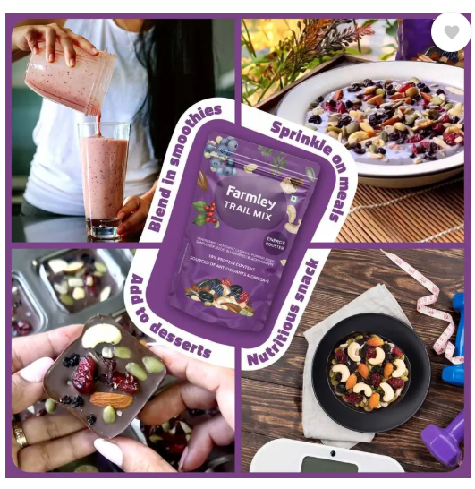 Farmley Trail Mix Dry Fruits & Nuts (Almonds, Cranberry, Cashew, Blackcurrant)  (1 x 200 g)