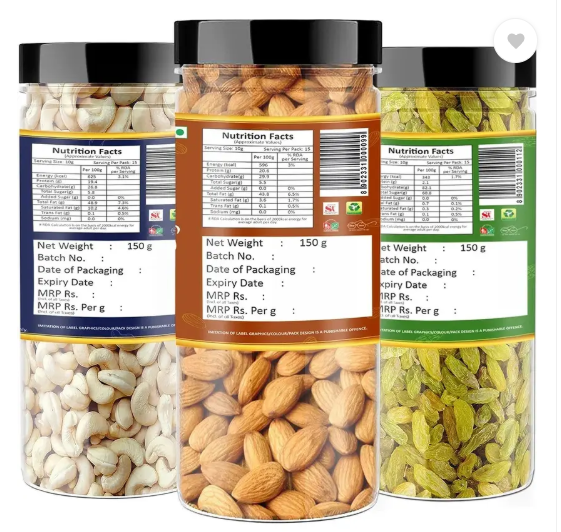 YUM YUM Premium Jumbo Almond (150g) Cashew (150g) and Raisins (150g) 450g Dry Fruits Combo Pack- Almonds, Cashews, Raisins  (3 x 150 g)