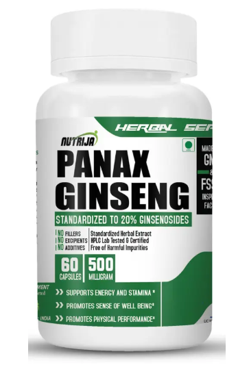 NutriJa PANAX GINSENG EXTRACT -500 MG CAPSULES Nutrition Bars  (60 No, UNFLAVOURED)