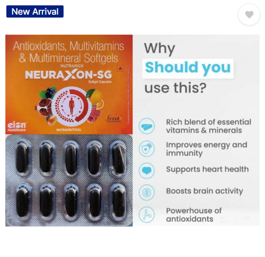 NUTRARICH Neuraxon Multivitamin Antioxidant Softgel Stamina Nutrition Immunity Health (20 Capsules)