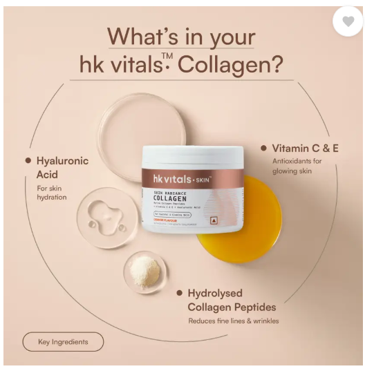 HEALTHKART HK Vitals Skin Radiance Collagen Supplement with Biotin, Orange (100 g)