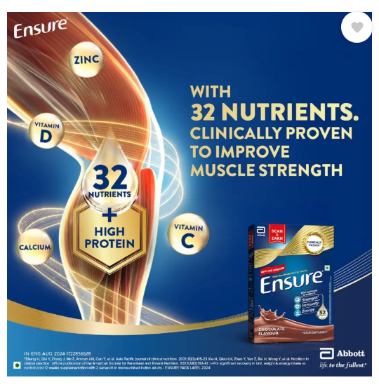 ENSURE Clinically Proven Nutritional Drink For Adults Nutrition Drink  (375 g, Chocolate Flavored)