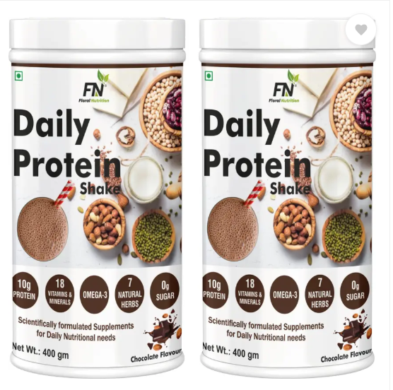 Floral Nutrition Daily Protein Shake with Herbal Blend, Omega-3, 18 Vitamins for Energy, Immunity Nutrition Drink  (800 g, Chocolate Flavored)