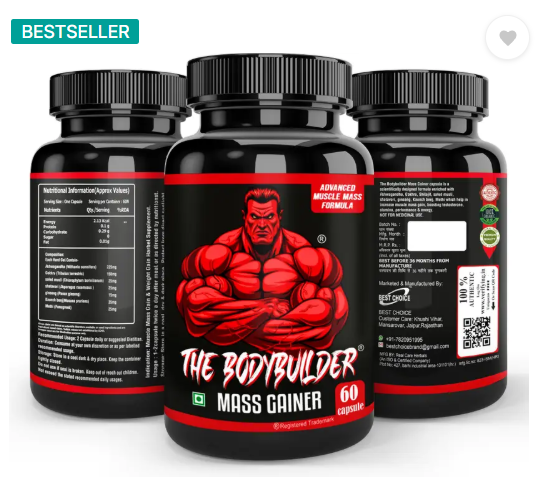 THE BODYBUILDER Mass Gainer for Muscle Building, Weight Gain & Muscle Mass Gain  (60 Capsules)