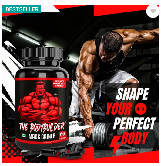 THE BODYBUILDER Mass Gainer for Muscle Building, Weight Gain & Muscle Mass Gain  (60 Capsules)