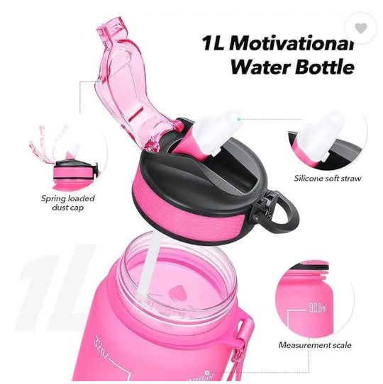VRINDAENTERPRIS Water Bottle 1000 ml Water Bottle (Set of 1, Multicolor)